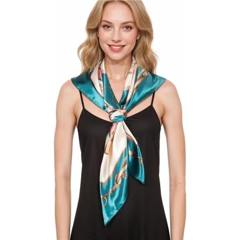 Blue & White Head Scarf Like Silk Scarf Hair Scarf Printed Square Scarf